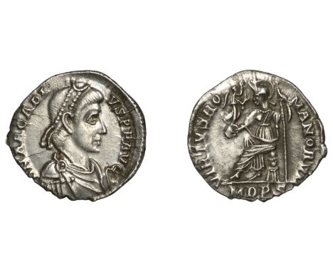 Roman Imperial Coinage, Arcadius (383-408), Siliqua, Milan, 395-402, d n arcadi-vs p f avg, pearl-diademed, draped and cuiras