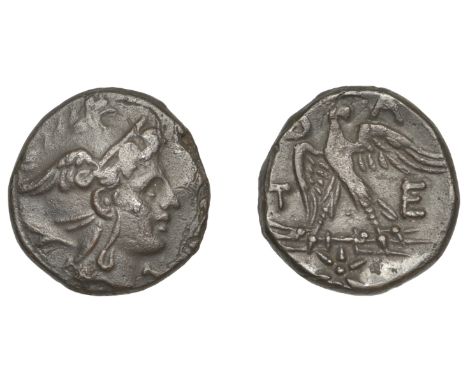 Greek Coinages, KINGS OF MACEDON, Perseus, Æ 17, head of Perseus right wearing winged petasos, harpa over shoulder, rev. eagl