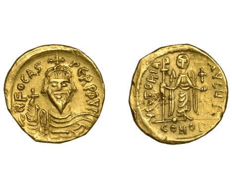 Byzantine Coinage, Phocas (602-610), Solidus, Constantinople, crowned bust facing, holding cross, rev. angel standing facing,