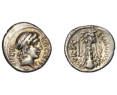 Roman Imperatorial Coinage, The Pompeians, Q. Sicinius and C. Coponius, Denarius, mobile military mint in the east, 49, head 