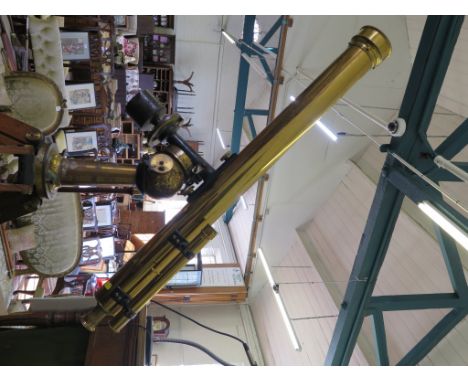 A 3 inch brass astronomical telescope by Thomas Armstrong &amp; Brother (Manchester &amp; Liverpool) no. 2405 with subsidiary