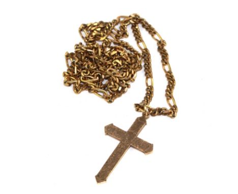 A 9 carat gold cross and neck chain