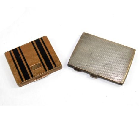 A ladies compact together with a small silver cigarette case