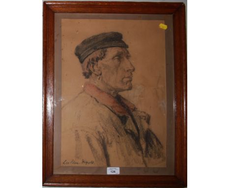 Leo Klein Von Diepold 1865-1944 Bust length portrait of fishermen Pastel and charcoal, signed 45cm x 32.5cm The artist is cre