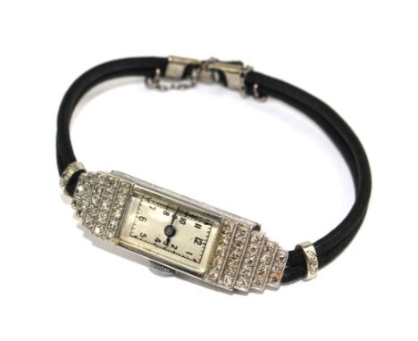 An Art Deco diamond set platinum ladies wrist watch