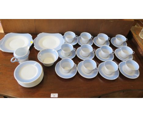 A Shelley blue band part tea service, retailed by Lawleys, Regent Street 40 pieces