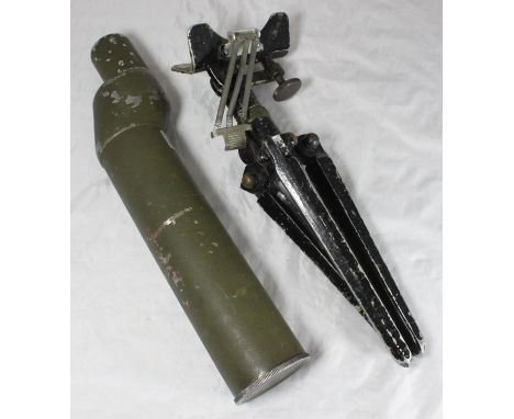 A WWII sniper's observer telescope marked 'Telescope, OBS, M4 No.2257 R.S.C. I.I.I. 1942', with tripod stand 