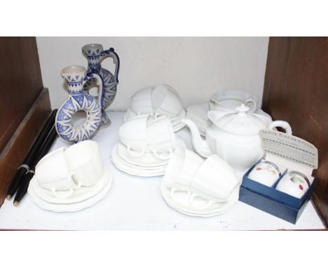 SECTION 2.  A Royal Crown Derby 'Surrey White' tea set for eight-persons (lacking two side plates), together with a pair of R