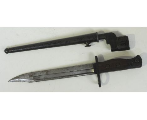 A British No.4 Spike bayonet or 'Pig Sticker' with metal scabbard, together with a British No.5 MkII Jungle Carbine knife bay