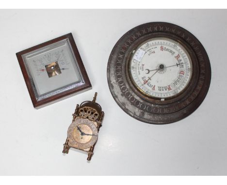 A Smiths 8-day brass mantel clock, stamped to the front 'Made in Great Britain', approx. 18cm high, together with a square ba