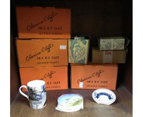 SECTION 35. Eight Clarice Cliff 'Age of Jazz' beakers, and other ceramics 