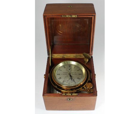A Two-Day Marine Chronometer by Thomas Mercer, St. Albans, England, the silvered dial with Roman numerals, subsidiary dials a