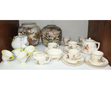 SECTION 13.  A Sylvan child's nursery rhyme porcelain tea set comprising six cups, saucers and side plates, teapot, milk and 