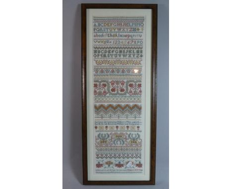 A Framed Needlework Sampler, March 1999, 63cm high 