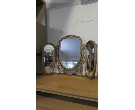 A Mid 20th Century Gilt Framed Triple Dressing Table Mirror, 57cm High 