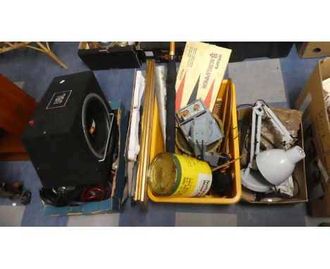 A Collection of Sundries to Include Anglepoise Lamp, Bass Speaker by UBL, Pictures and Prints, Umbrella etc 