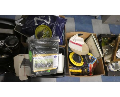 Three Boxes of Various Tools, New Dunlop Wellington Boots Size 5 etc 