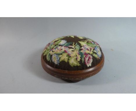 A Reproduction Circular Tapestry Topped Footstool, 26cm Diameter 