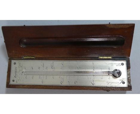 A 19th Century French Mahogany Cased Thermometer Inscribed Gohin, Rue De Valois 