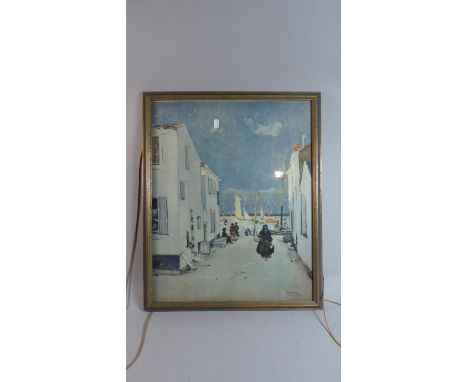 A Framed Print Depicting French Seaside Street, After R Wintz, 43cm Wide 