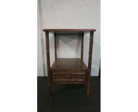 A Late 20th Century Oriental Style Two Tier Side Table with Base Drawer, 43cm Square 