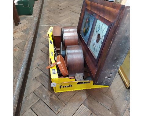 An American wall clock plus two wooden cased mantel clocks, a selection of other clocks plus two pairs of binoculars