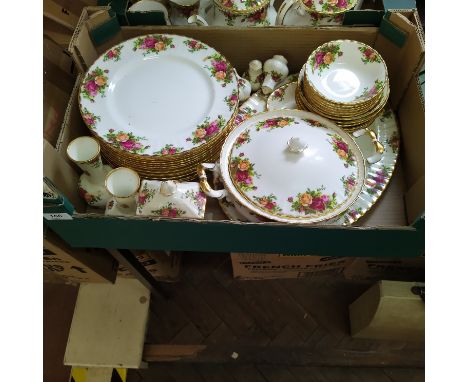Royal Albert 'Old Country Roses' part dinner service comprising of a tureen, serving dish, fifteen dinner plates, ten fruit b