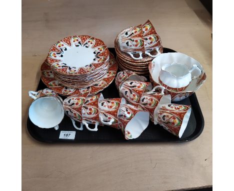 A late 19th Century Staffordshire twelve setting tea service (approx forty pieces)