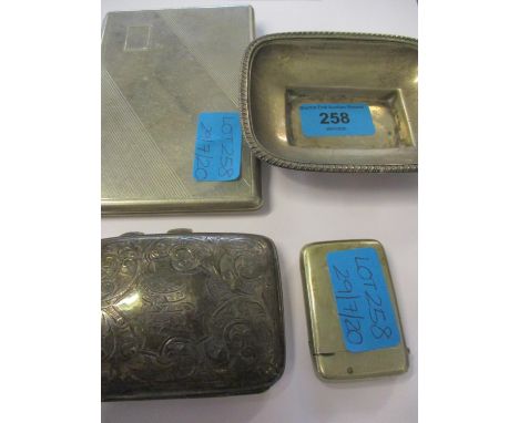 Mixed silver and silver plate to include an engine turned silver cigarette case 