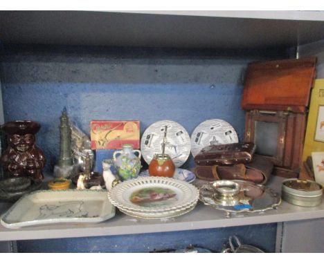 A mixed lot to include 'Homemaker' plate, 'Corie 7" Owd Bill' character jug, a no. 2 Hawkette camera        together with mix
