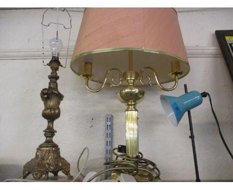 Mid to late 20 century table lamps to include a vintage Italian Venita Lumi turquoise enamelled desk lamp (three in total) 