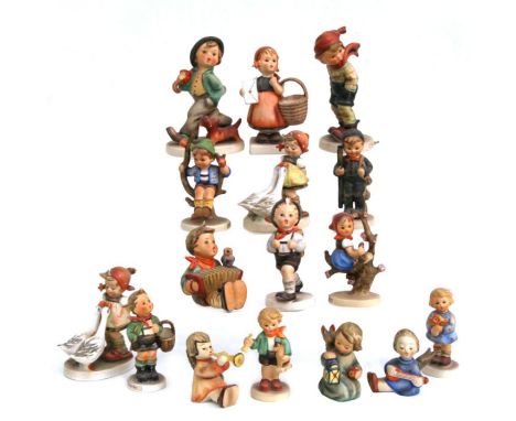 A quantity of Goebel Hummel figures to include March Winds, Strolling Along, Goose Girl, Apple Tree Boy and others (16).