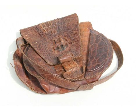 A Vintage crocodile skin ladies handbag