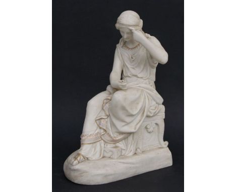 A Victorian Copeland Parian figure depicting a classical lady, designed by W C Marshall, with parcel gilt and painted decorat