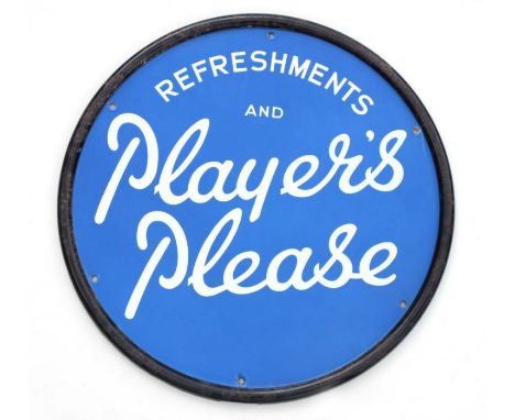 An original vintage 'Player's Please &amp; Refreshments' circular enamel advertising sign, 58cms diameter.
