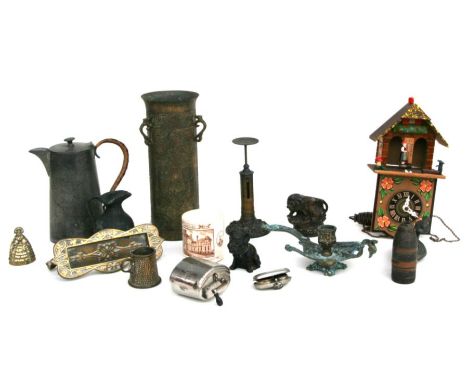 A set of Winfield brass postal scales; together with a Victorian brass letterbox; a Murano bubble glass table lamp; a contine
