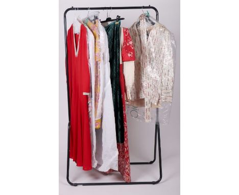 A ladies vintage Valentino sequinned jacket and belt; together with similar vintage dresses.