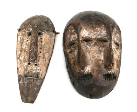 African Art / Tribal Art: A rare double Lega mask. 15cm high together with a smaller African mask 24cm high (2) : Provenance: