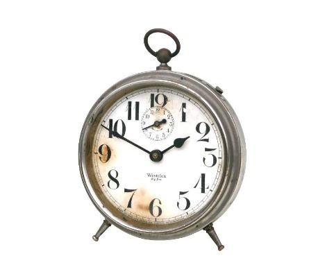 A Westclox 'Big Ben' alarm clock, the white paper dial with Arabic numerals, 13cms diameter.