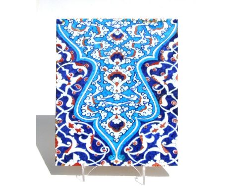 A Turkish / Iznik ceramic tile, 27 by 33cms.