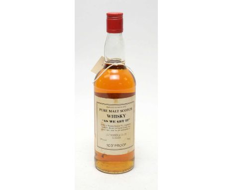 ‘As We Get It’ Pure Malt Scotch Whisky Distilled by Macallan-Glenlivet PLC J.G. Thomson &amp; Co Ltd Glasgow 103 PROOF 59% vo