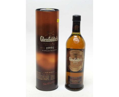 Glenfiddich 1991 Vintage Reserve Don Ramsay Limited Edition Single Malt Scotch Whisky, 1 bottle 40% vol (70cl).