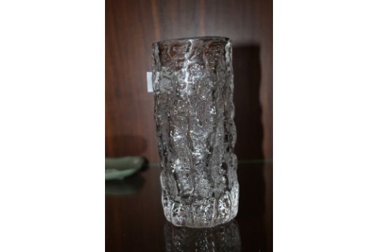 A Whitefriars Clear Glass Bark Vase