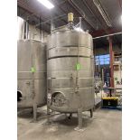Stainless steel single wall tank with band jacket and gear motor mixer, 80 in dia x 11 ft. hgt