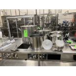 LOT OF stainless steel pots, spoons, bowl, funnels