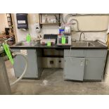 Double bowl sink with storage cabinets, 30 in x 86 in x 30 in hgt