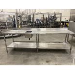 Stainless steel workbench with sink bowl, 30 in x 114 in x 37 in hgt