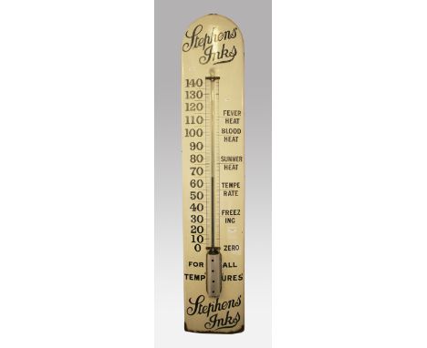 A large enamelled thermometer advertising "Stephens Inks", 154cm height.