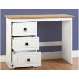 20 X CORONA 3 DRAWER DRESSING TABLE IN WHITE/DISTRESSED WAXED PINE