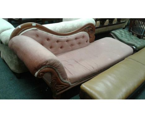 with pink button back upholstery, 180 cm wide 